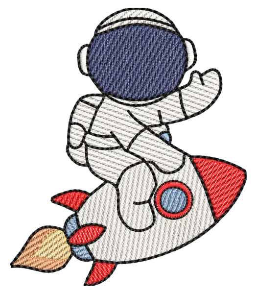 Matriz de Bordado Astronauta no Foguete